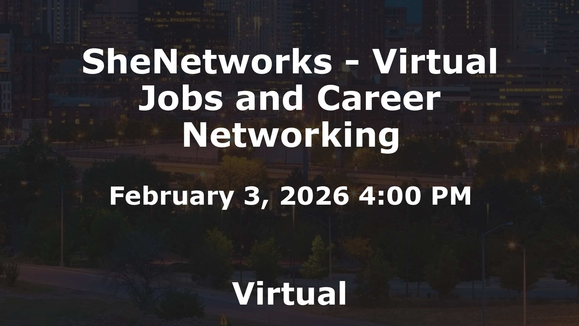 SheNetworks - Virtual Jobs and Career Networking event image